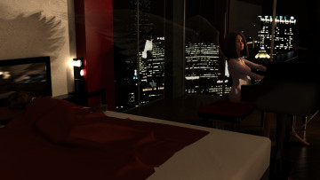 Картинка 3д+графика люди+ people девушка взгляд фон