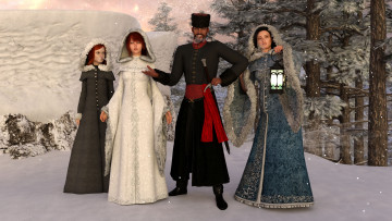 Картинка 3д+графика люди+ people девушки взгляд фон