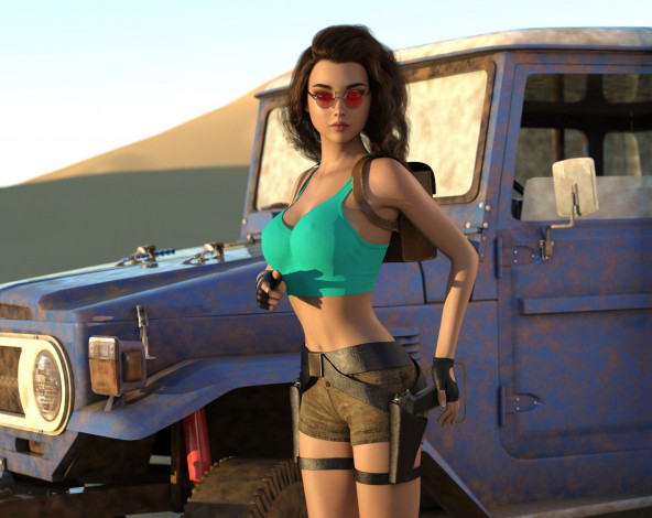 Обои картинки фото 3д графика, люди-авто, мото , people- car ,  moto, девушка, взгляд, фон