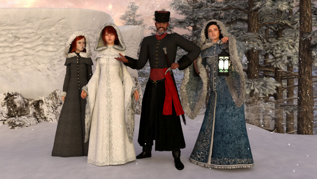 Обои картинки фото 3д графика, люди , people, девушки, взгляд, фон