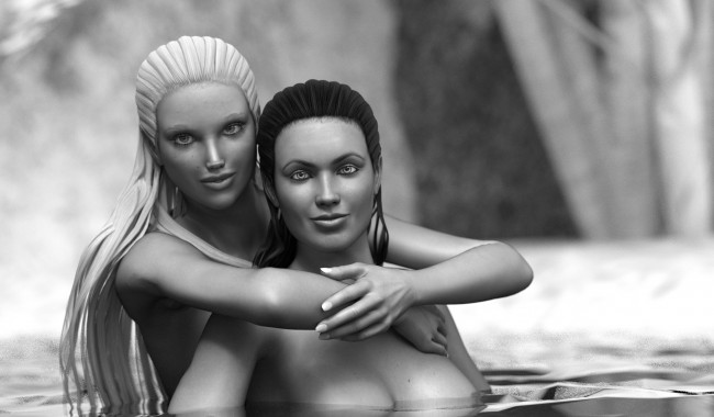 Обои картинки фото 3д графика, люди , people, девушки, взгляд, фон