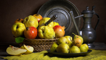 Картинка еда фрукты +ягоды айва гранат груши