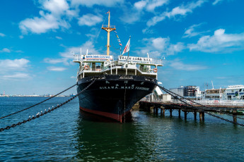 обоя корабли, лайнеры, япония, причал, nyk, hikawamaru, yokohama, судно, якорная, цепь, гавань