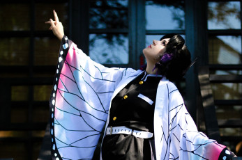 Картинка девушки -+креатив +косплей образ косплей наряд костюм кимоно деревья дом балкон