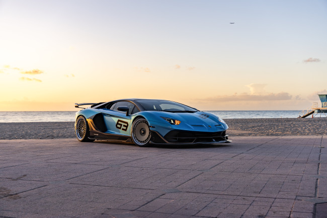 Обои картинки фото lamborghini aventador, автомобили, lamborghini, blue, supercar, aventador
