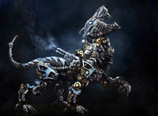 Картинка фэнтези роботы киборги механизмы mech lion лев aleksandr kuskov