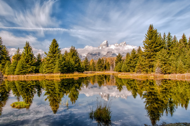 Обои картинки фото природа, реки, озера, горы, лес, озеро, облака