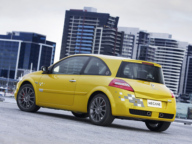 Обои картинки фото автомобили, renault, megane, rs, r26, au-spec, желтый