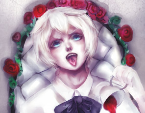 Картинка аниме kuroshitsuji цветы арт kittysophie чай тёмный дворецкий black butler алоис транси alois trancy мальчик негодяй чашка