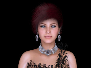 Картинка 3д+графика портрет+ portraits фон взгляд девушка