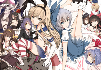 Картинка аниме unknown +другое девушки touhou kantai collection
