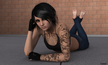 обоя 3д графика, люди , people, фон, взгляд, девушка