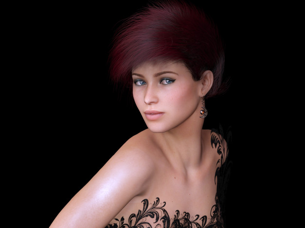 Обои картинки фото 3д графика, люди , people, фон, взгляд, девушка