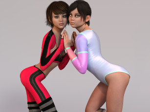 Картинка 3д+графика люди+ people девушки взгляд фон