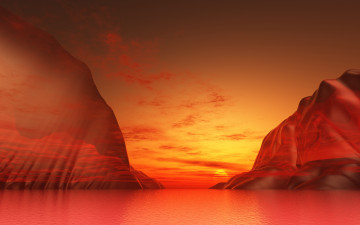 Картинка 3д+графика природа+ nature облака горы озеро