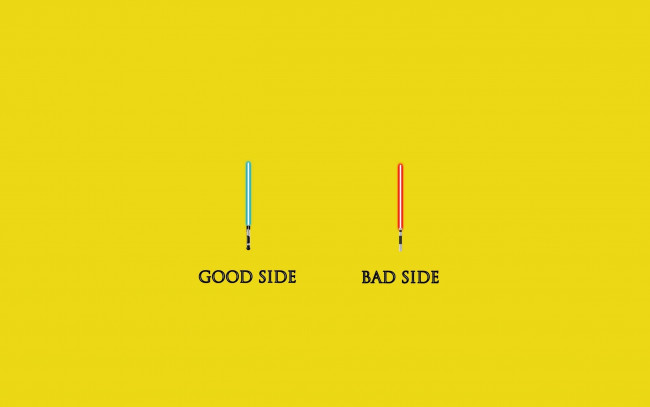 Обои картинки фото рисованное, минимализм, синий, зло, добро, красный, надписи, стороны, мечи