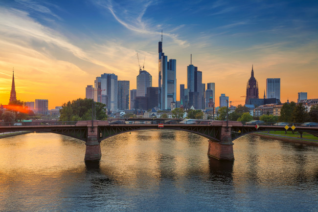 Обои картинки фото frankfurt am main, города, франкфурт-на-майне , германия, река, мост