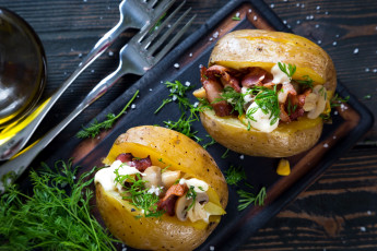 Картинка еда картофель бекон укроп закуска