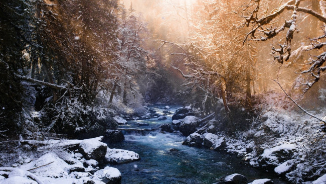 Обои картинки фото природа, реки, озера, снег, река