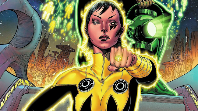 Обои картинки фото рисованное, комиксы, девушка, фонарь, кольцо, город