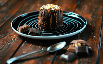 Картинка еда пирожные +кексы +печенье шоколад ложка тарелка кекс