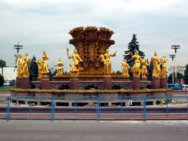 Обои картинки фото москва, фонтан, дружбы, народов, города, россия