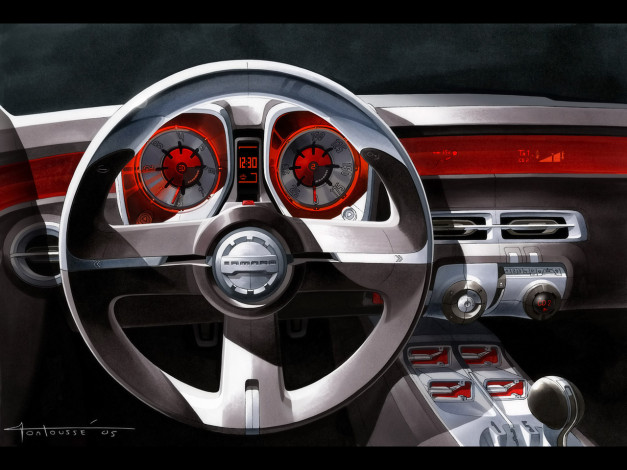 Обои картинки фото chevrolet, camaro, concept, drawing, dashboard, автомобили, интерьеры