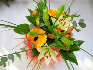 Картинка цветы букеты композиции гербера лилии