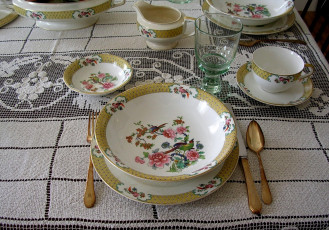 Картинка разное посуда столовые приборы кухонная утварь бокал тарелки нож вилка ложка