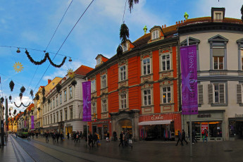 Картинка австрия штирия грац города улицы площади набережные здания улица