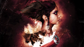 Картинка фэнтези девушки череп корона