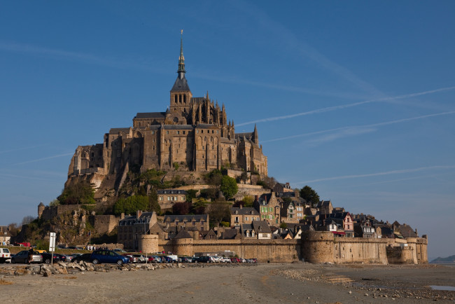 Обои картинки фото города, крепость, мон, сен, мишель, франция, остров
