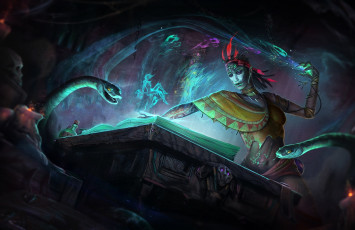 Картинка фэнтези маги +волшебники магическая книга змеи волшебница ведьма колдунья девушка