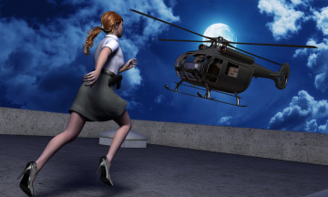 Картинка 3д+графика fantasy+ фантазия вертолет девушка