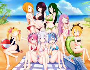 Картинка аниме re +zero+kara+hajimeru+isekai+seikatsu девушки