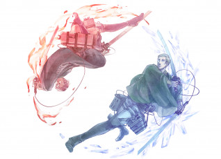 Картинка аниме shingeki+no+kyojin леви эрвин