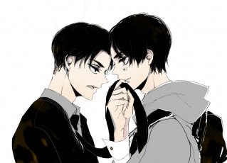 Картинка аниме shingeki+no+kyojin эрен леви