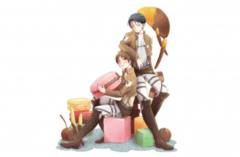 Картинка аниме shingeki+no+kyojin леви эрен