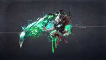 Картинка видео+игры league+of+legends девушка фон взгляд сабля riven