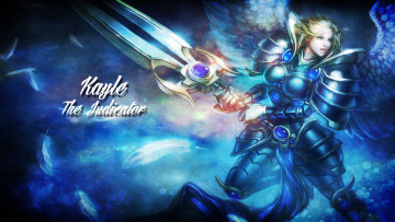 Картинка видео+игры league+of+legends девушка латы меч взгляд фон kayle