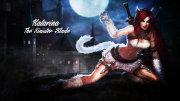 Картинка видео+игры league+of+legends девушка униформа взгляд фон katarina