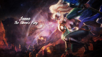 Картинка видео+игры league+of+legends девушка униформа фон janna