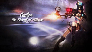 Картинка видео+игры league+of+legends девушка винтовка взгляд фон caitlyn