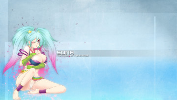 Картинка видео+игры league+of+legends девушка взгляд фон sona