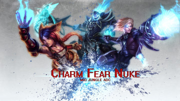 Картинка видео+игры league+of+legends магия униформа фон существо мужчина девушка ahri lucian