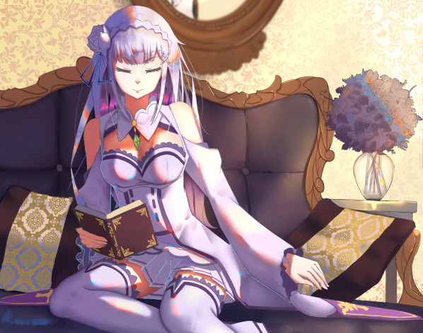 Обои картинки фото аниме, re,  zero kara hajimeru isekai seikatsu, эмилия