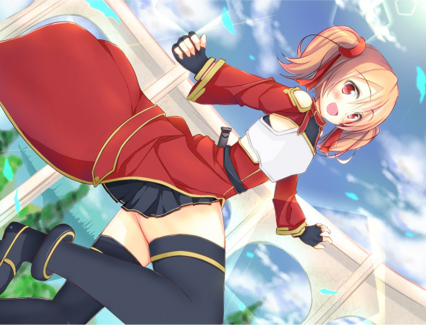 Обои картинки фото аниме, sword art online, фон, взгляд, девушка