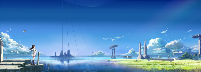 Обои картинки фото аниме, город,  улицы,  здания, wingheart