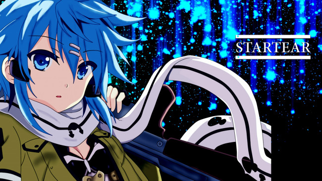 Обои картинки фото аниме, sword art online, взгляд, девушка, фон