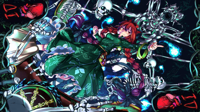 Обои картинки фото аниме, touhou, kaenbyou, rin